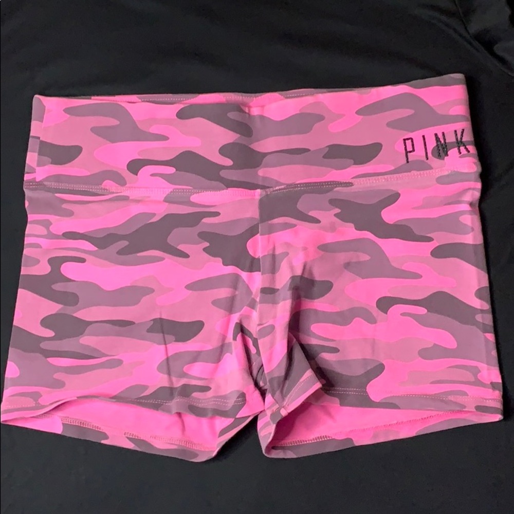 PINK Camo Biker Shorts (Size: S)